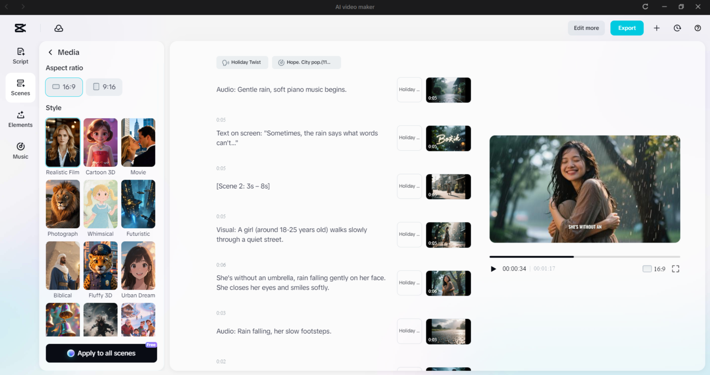 Interface of the CapCut desktop video editor - the best AI video maker 