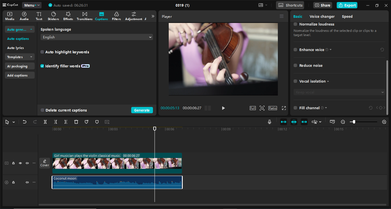 Interfaz del CapCut editor de vídeo de escritorio