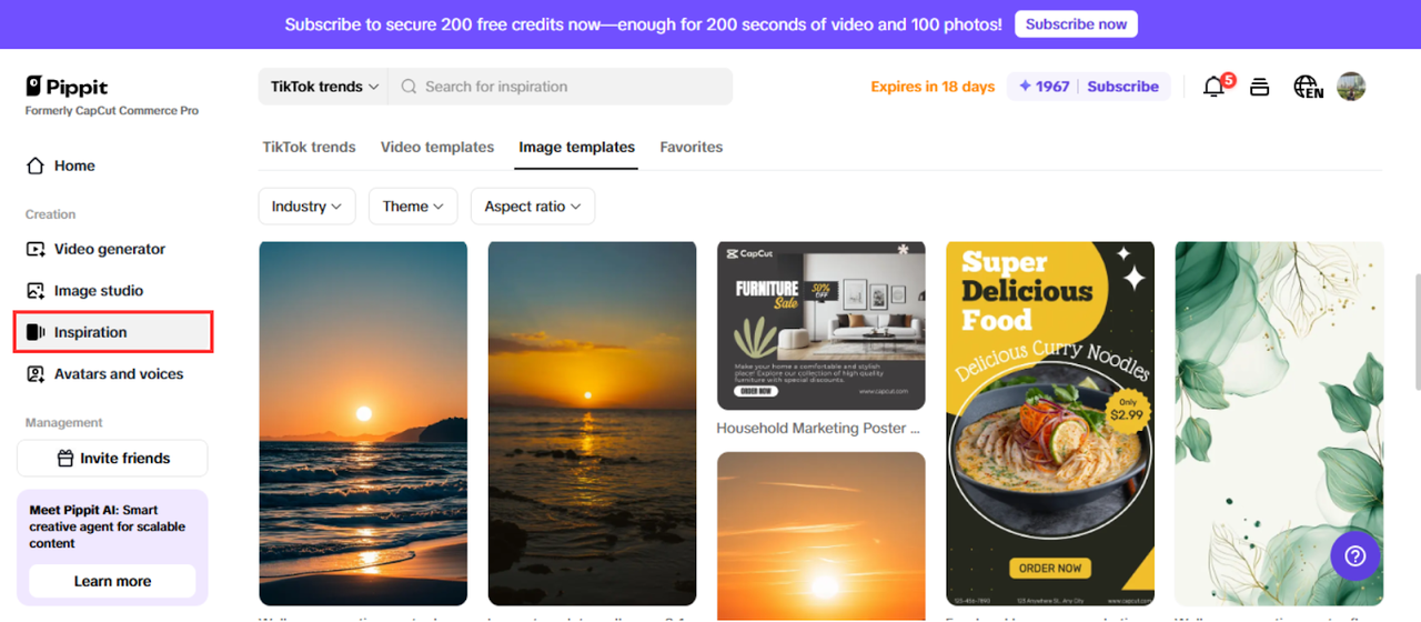 Shoppable templates