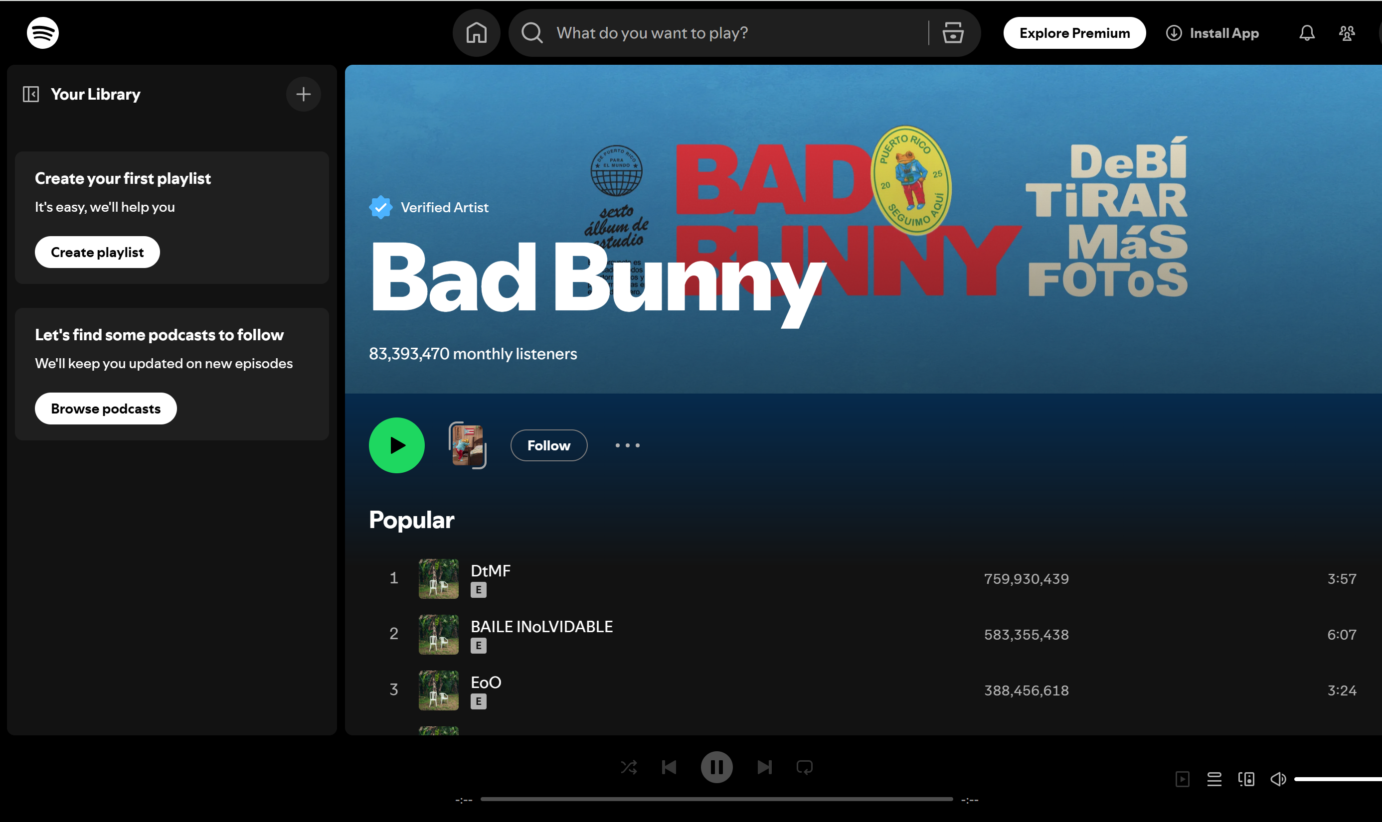 Bad Bunny— the most listened to artist on Spotify