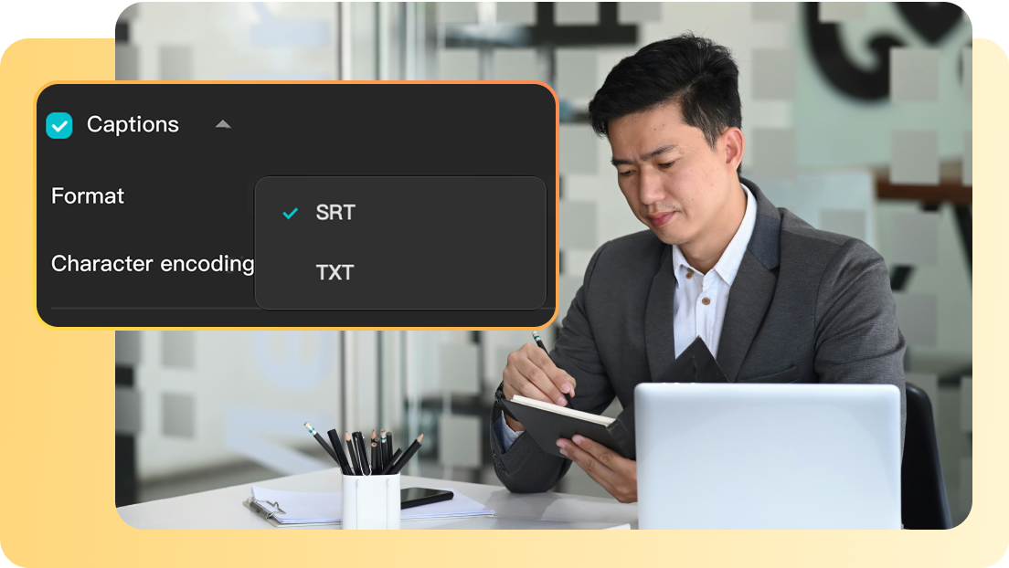Export Chinese translations in SRT or TXT formats