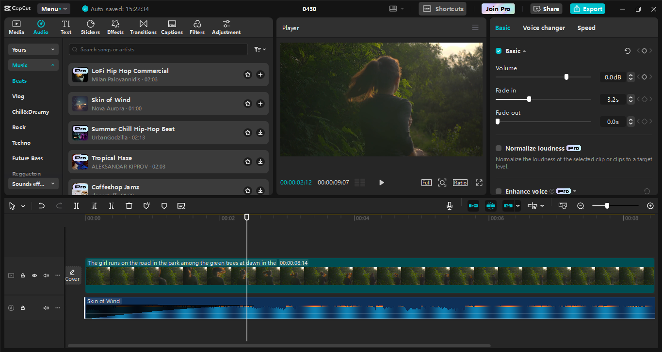 Interface of CapCut desktop video editor - Best software to face out audio