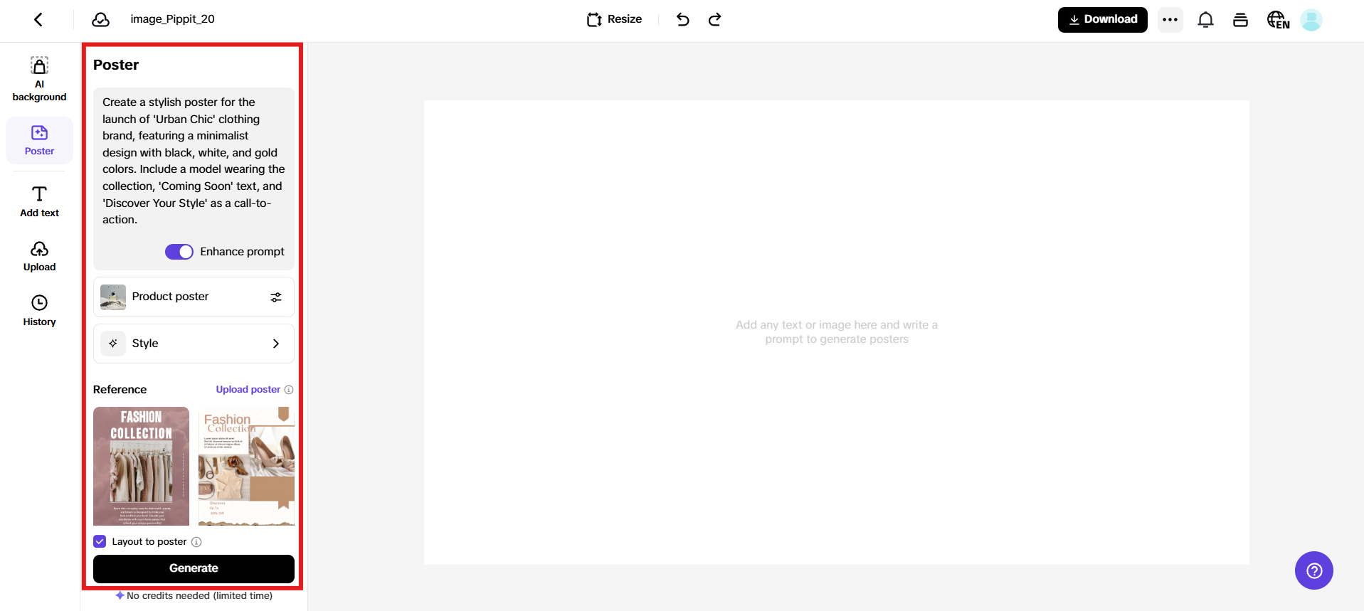 Enter prompt and generate