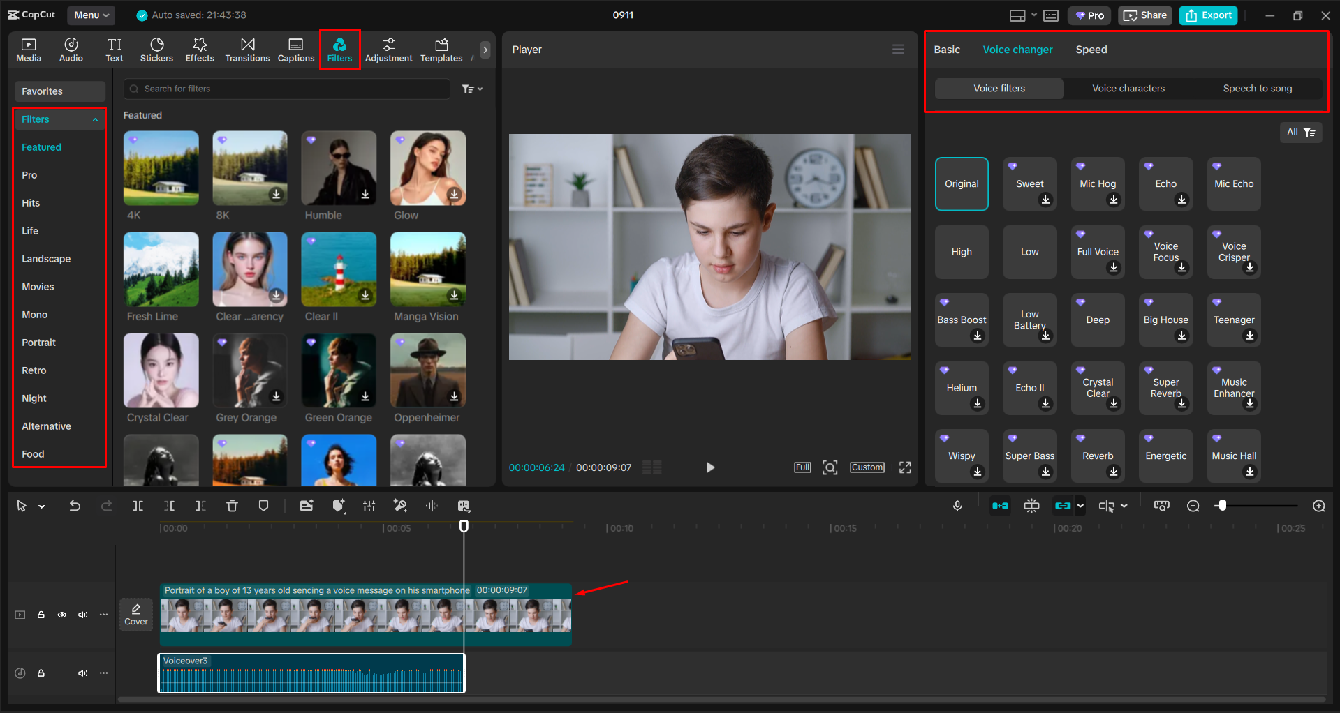 Retouching the video with AI tools in the CapCut desktop video editor