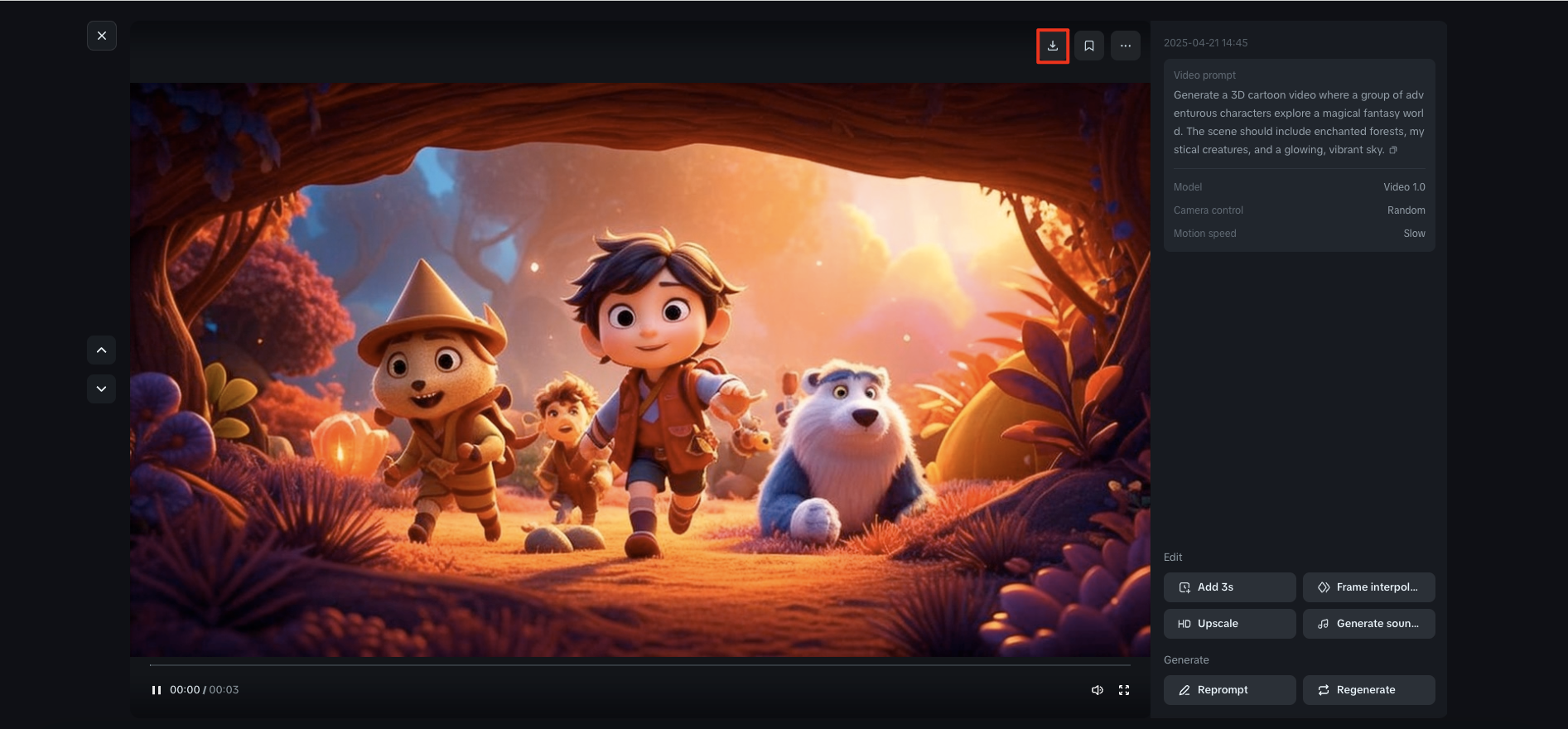 Download your 3D animation