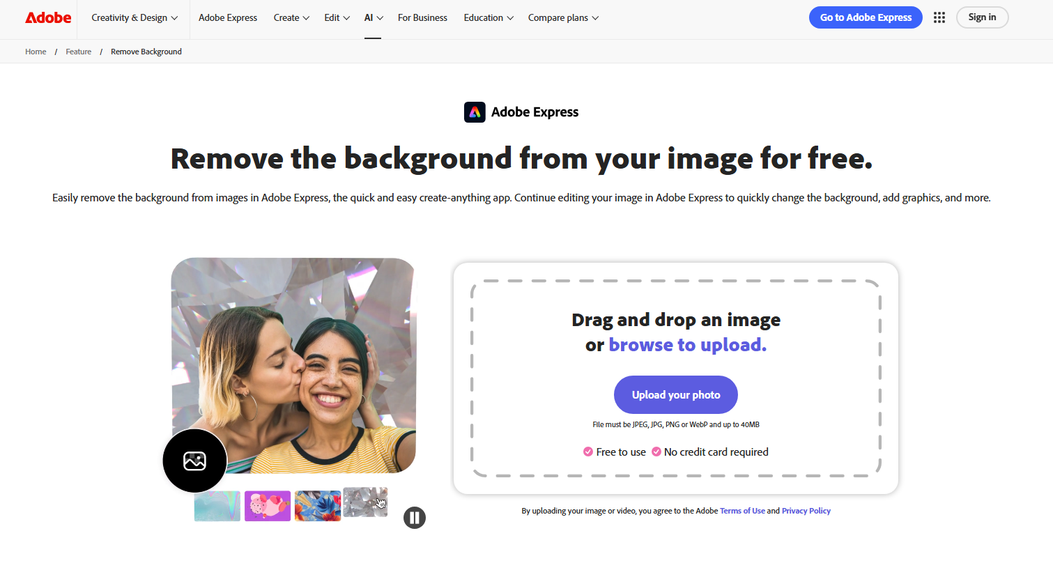 Adobe Express interface