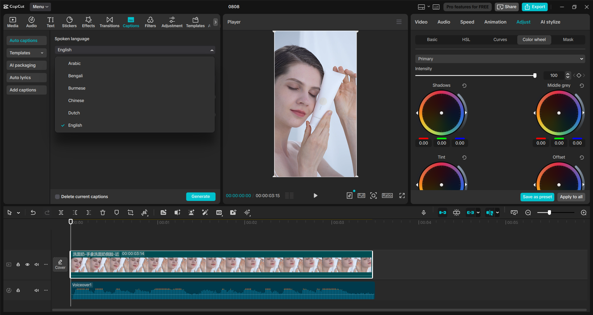 Interfaccia dell' CapCut editor video desktop - un modo semplice per modificare gli annunci per Facebook