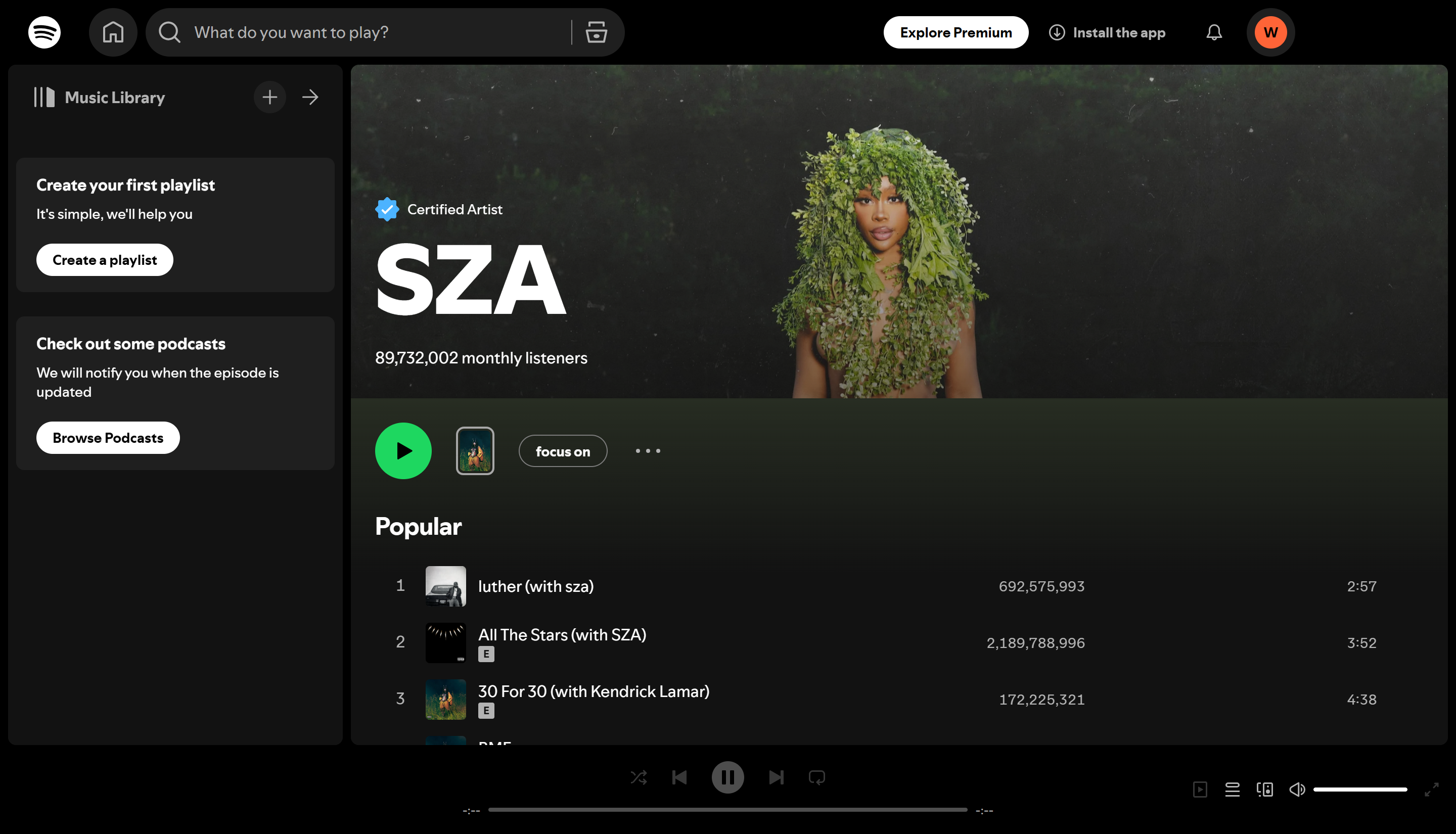 SZA - artis wanita terbaik dan paling banyak distrim di Spotify