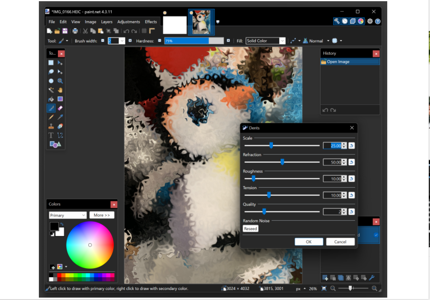 Paint.NET interface — basic photo editor for Windows