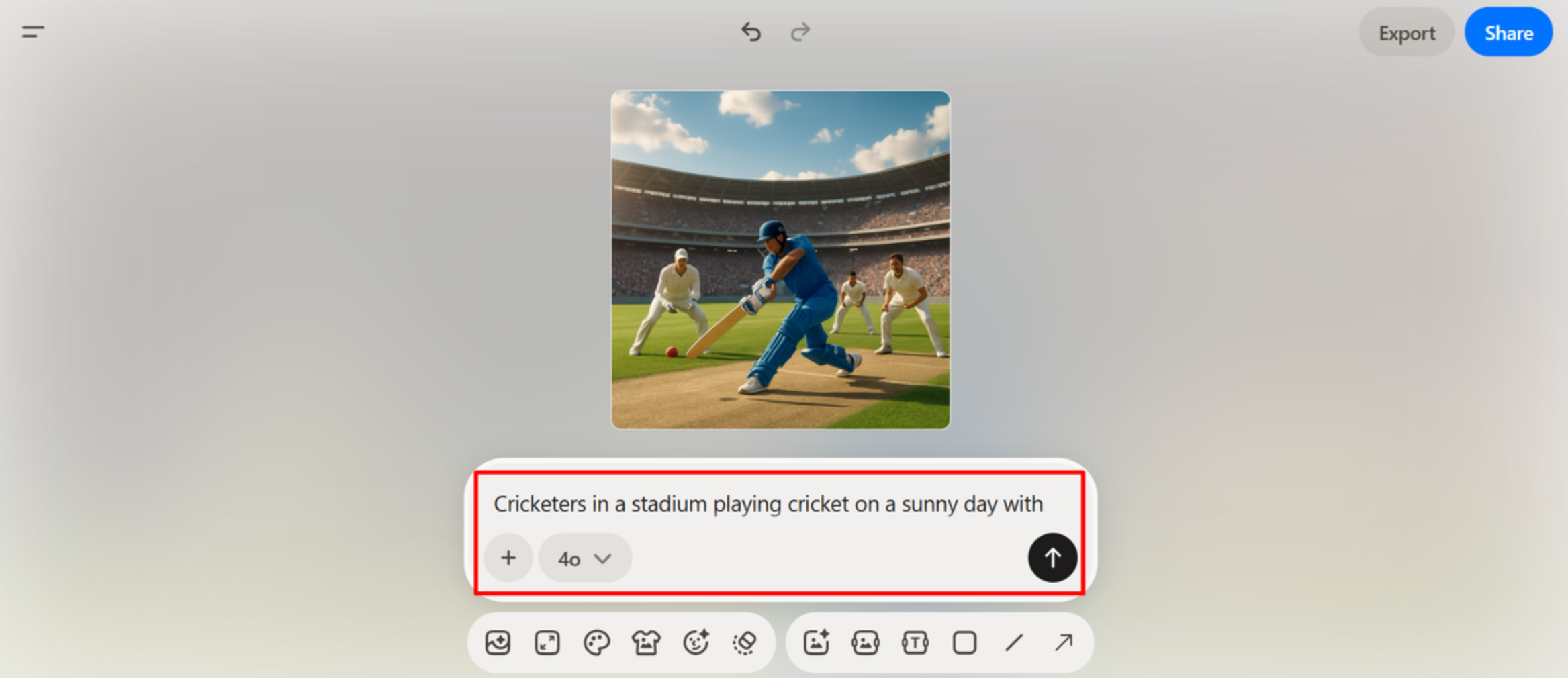 Entering input in the Playground image generator