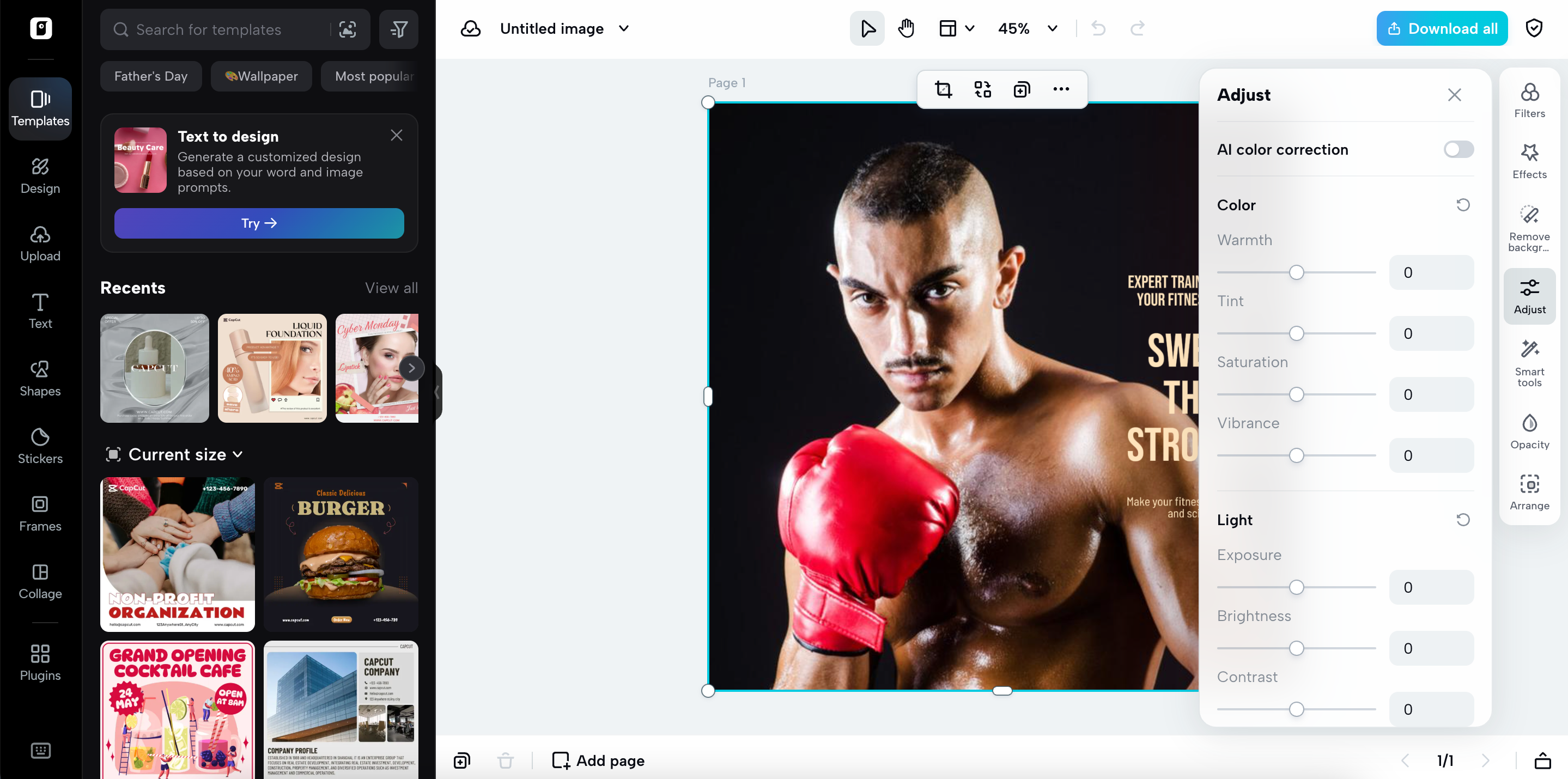 Edit the template with advanced tools