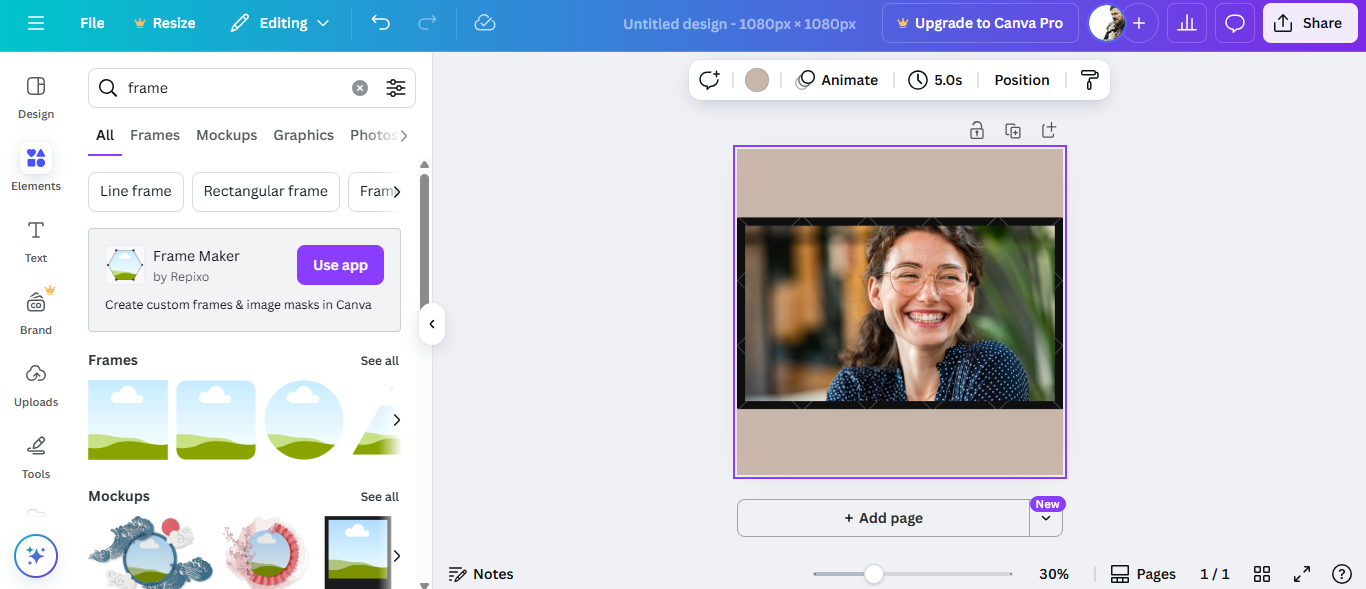 Interface Canva