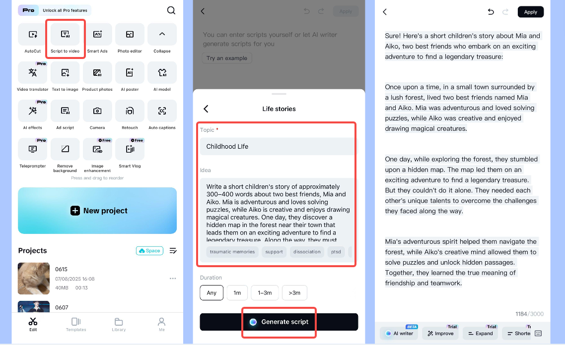 Hasilkan konten teks menggunakan aplikasi seluler CapCut