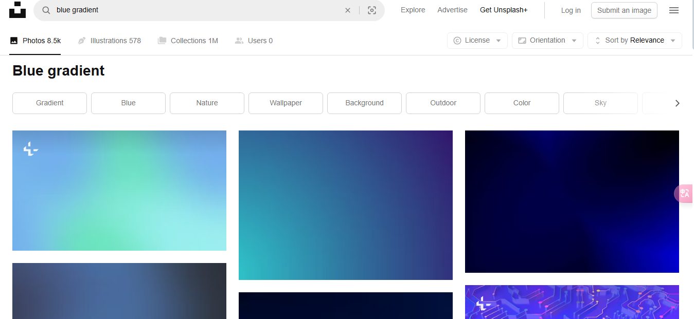 ממשק Unsplash