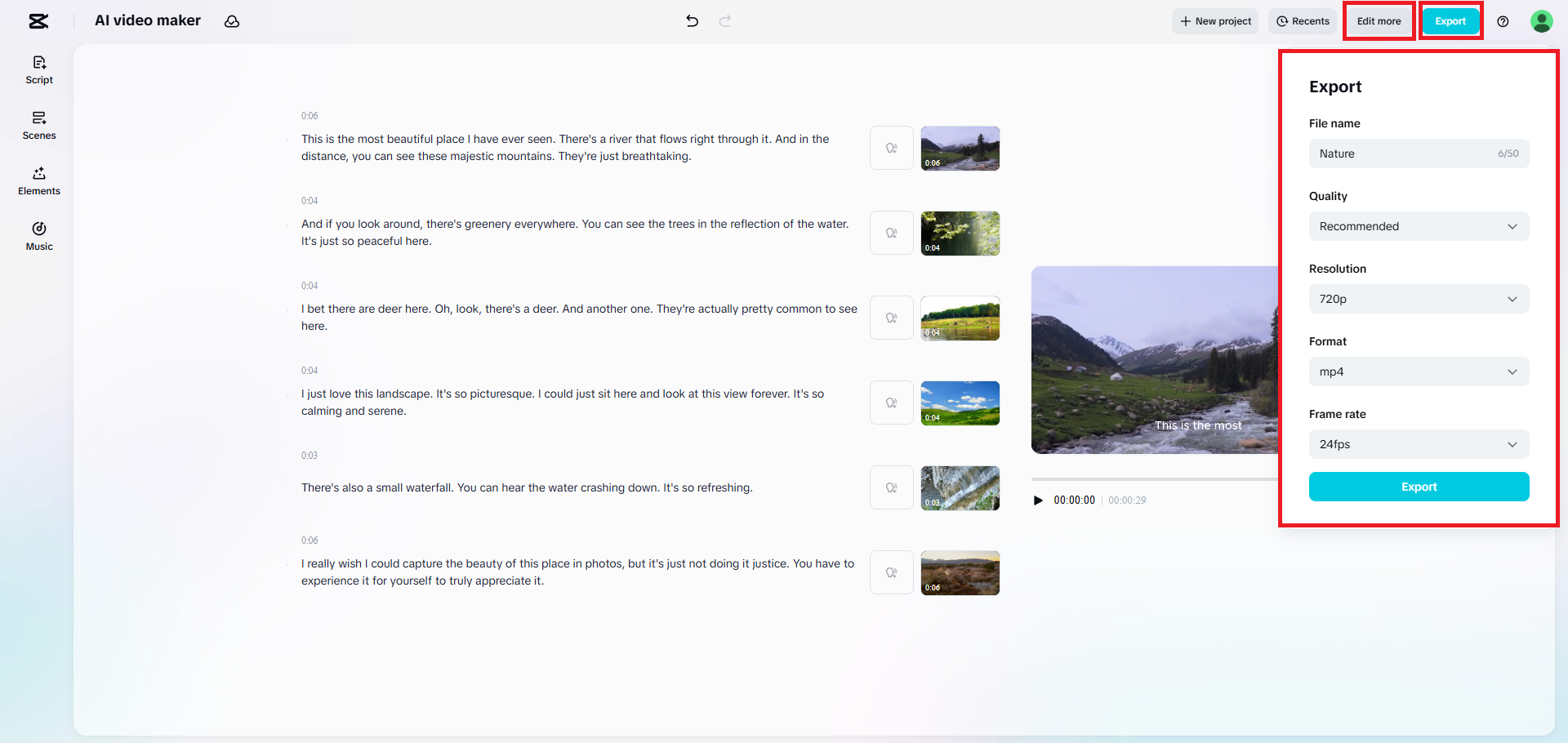 Export your nature-centric video