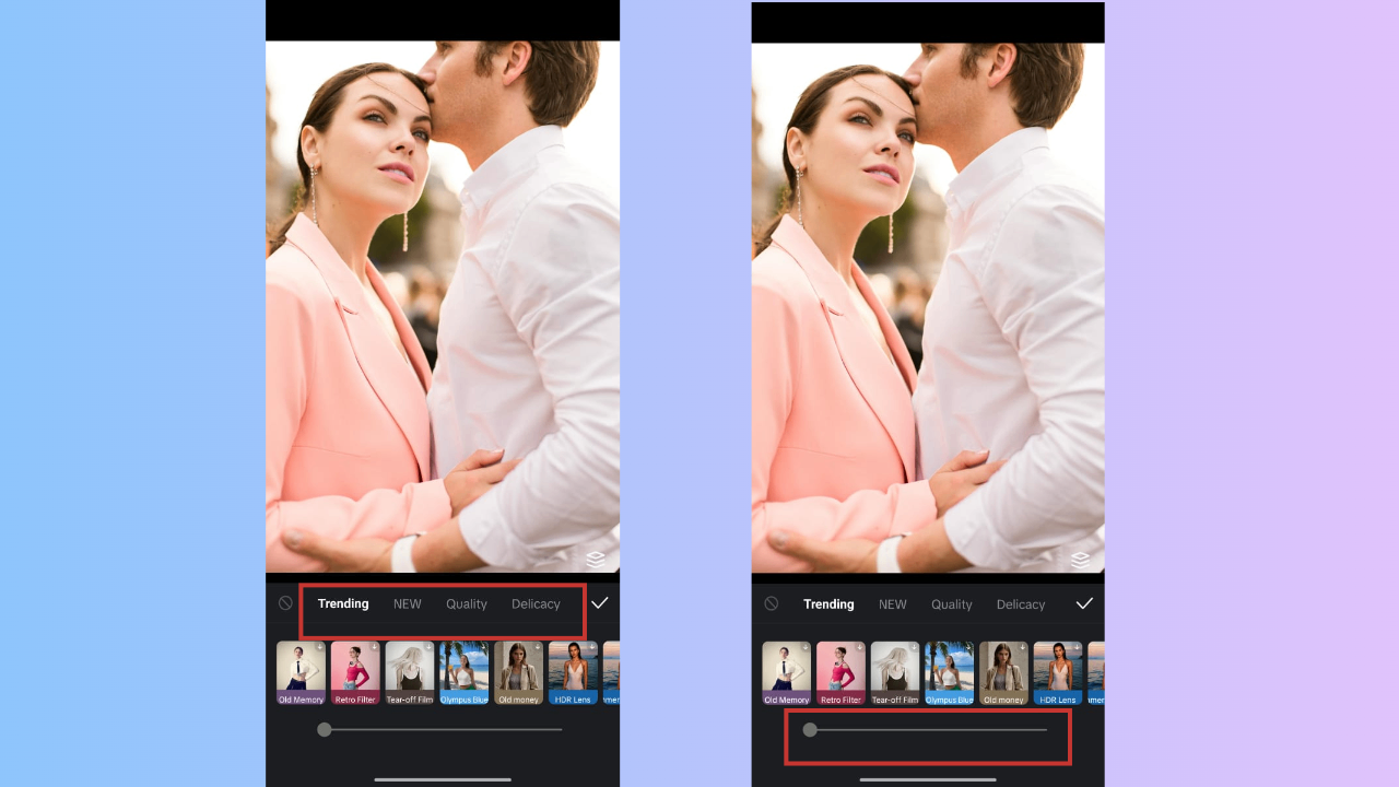Choose filter and customize