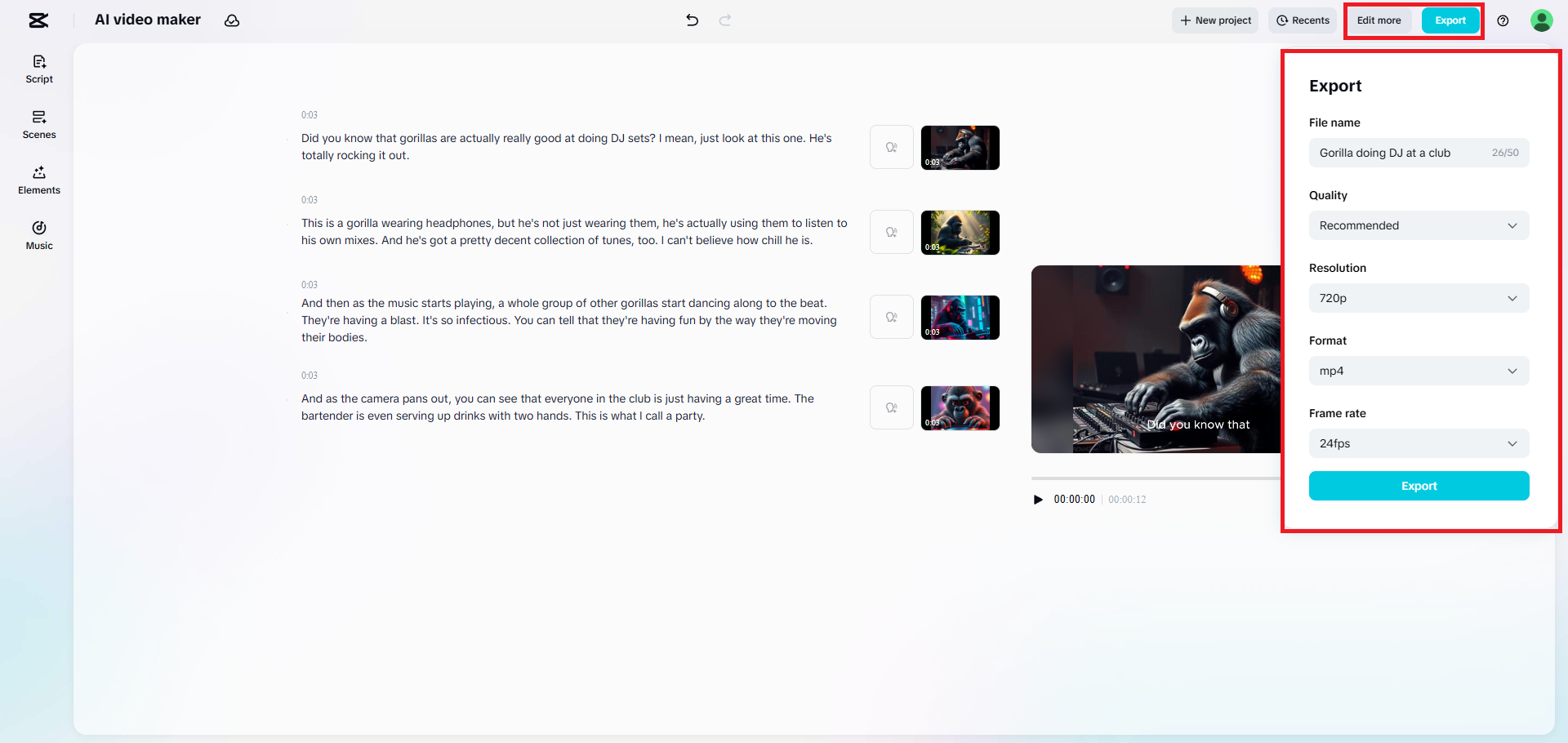 Export your video