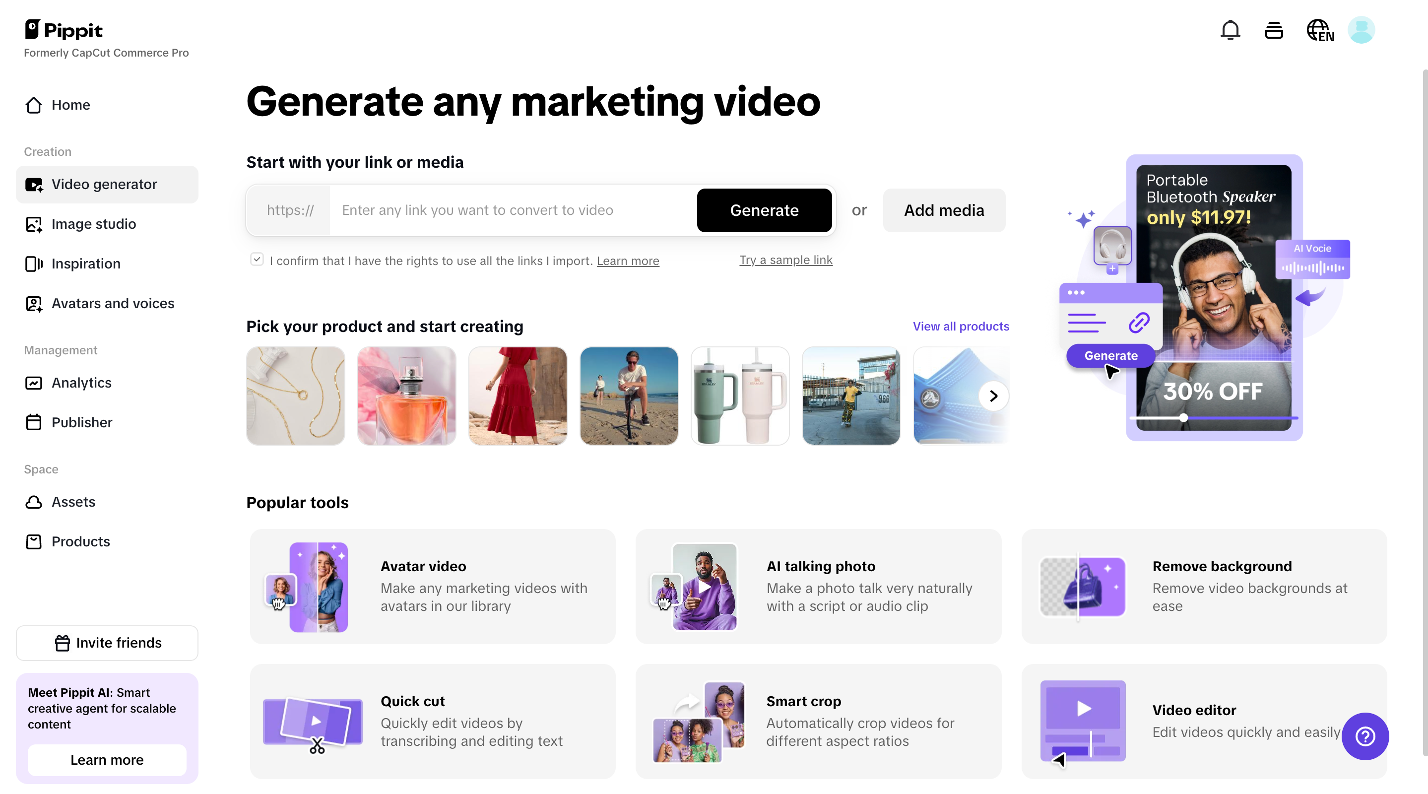 Upload product links or media