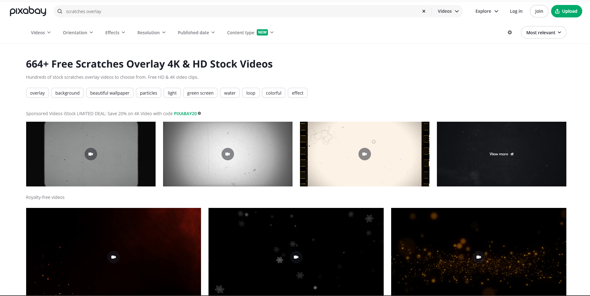 Antarmuka Pixabay - sumber gratis untuk hamparan goresan film