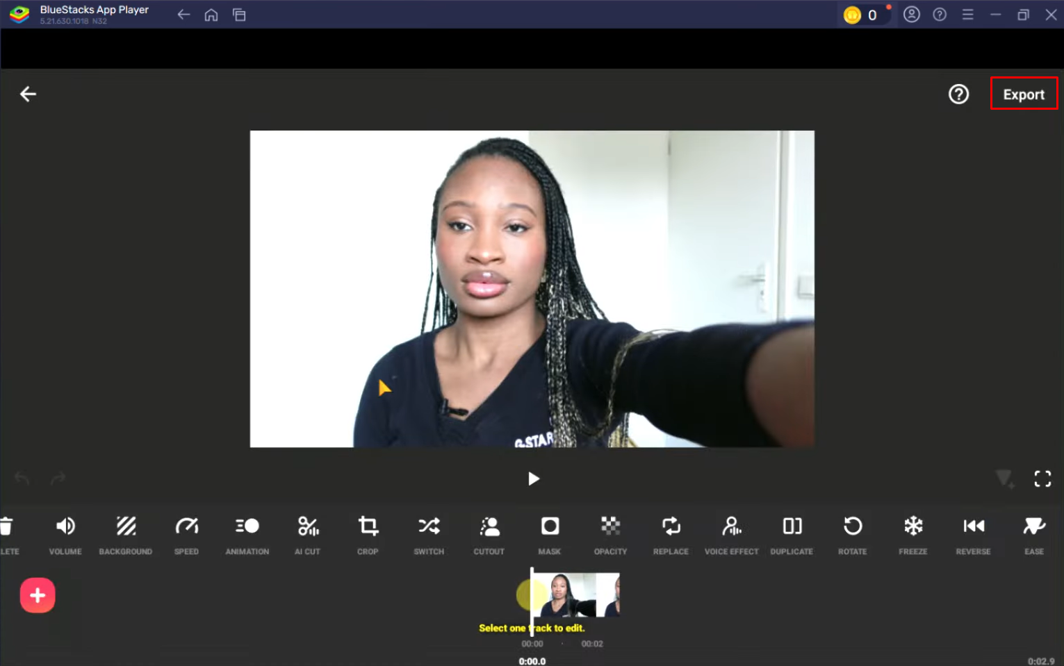 Exporting a video from the InShot video editor