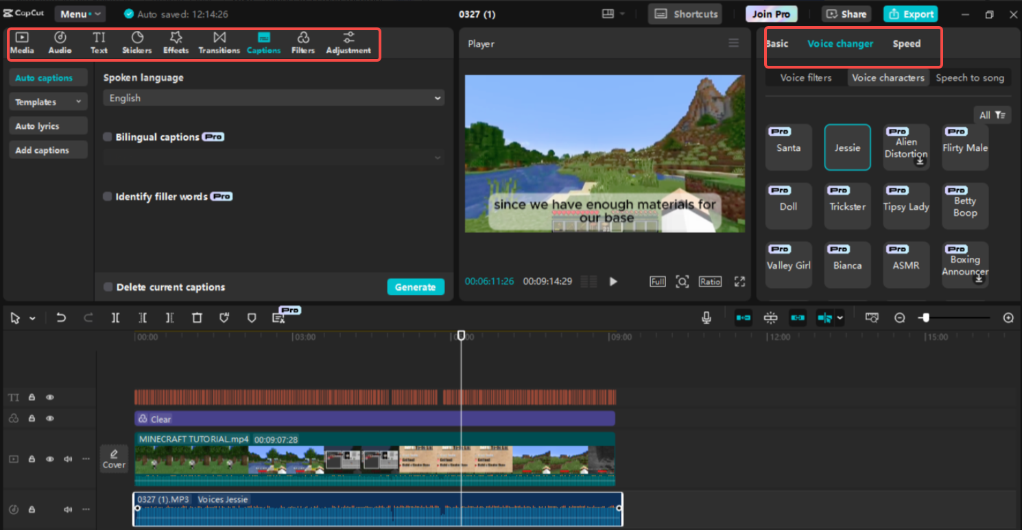 Modifier l'enregistrement Minecraft dans CapCut