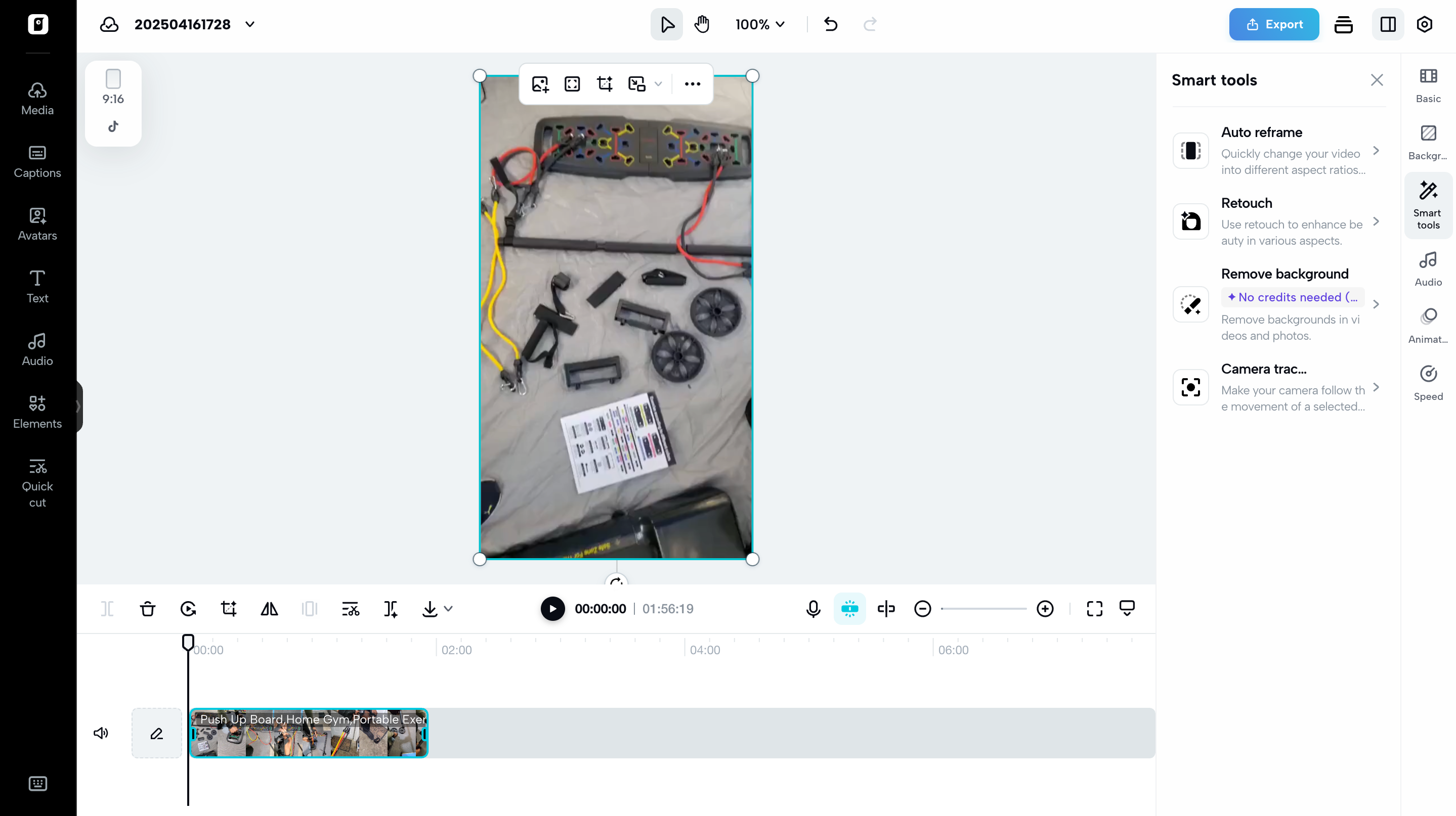 Pippit Auto Reframe tool