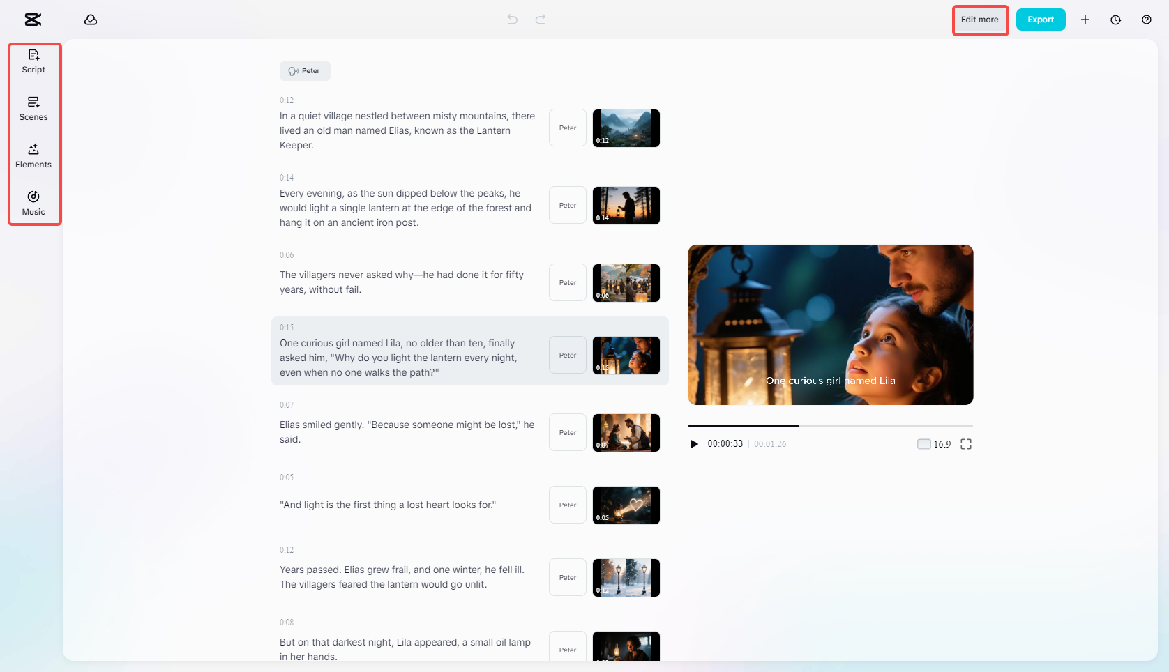 Edit the generated video with rich features