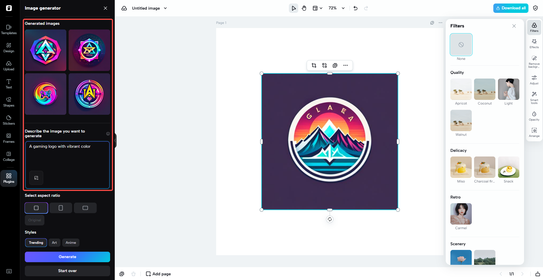 Unlimited logo generations based on your prompt