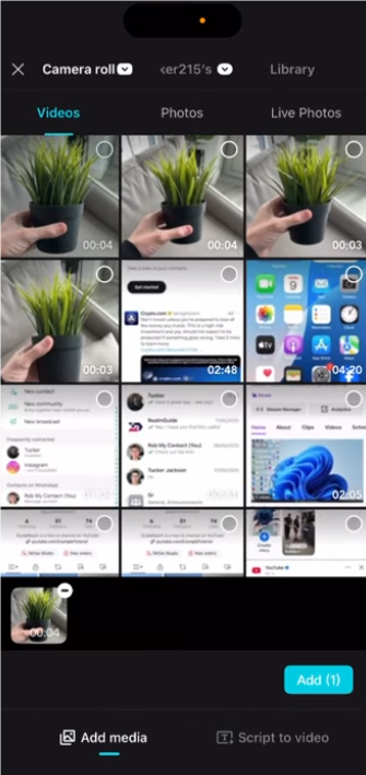 Lägg till videoklipp i CapCut på telefonen