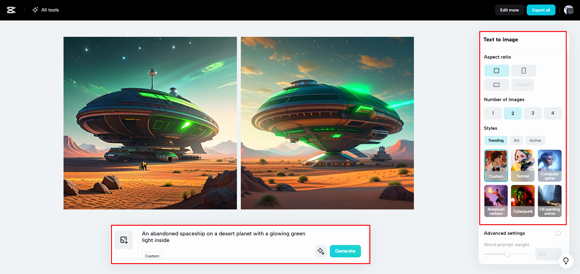 Convertendo um texto em imagem no CapCut Web