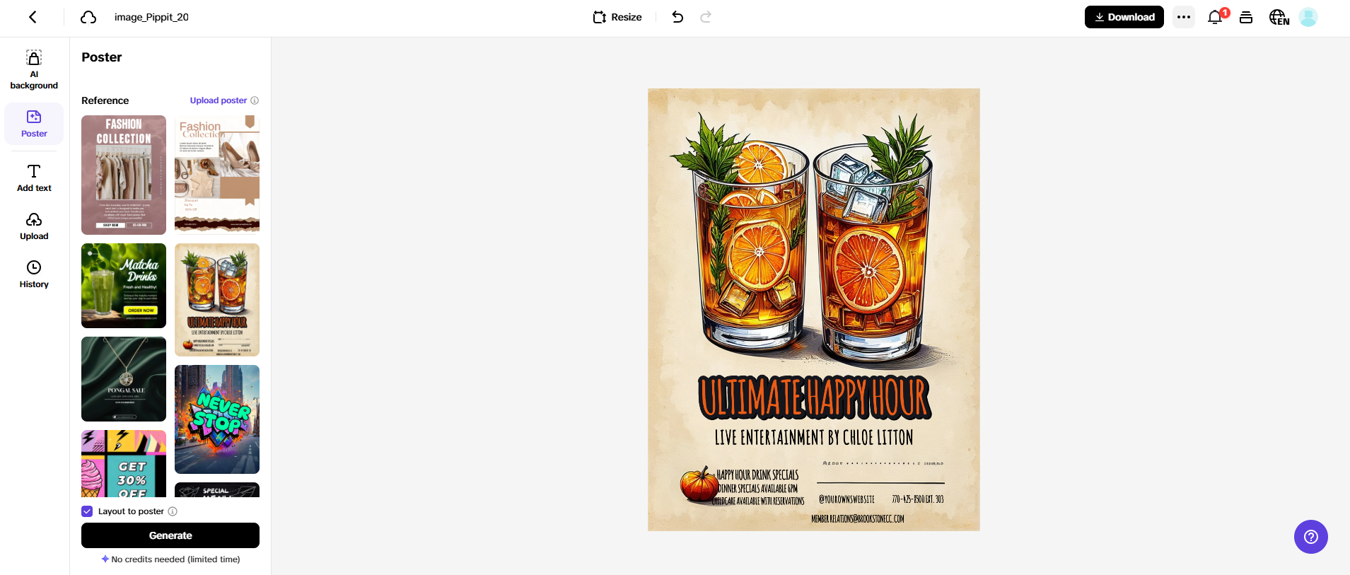 Effortless poster design with AI prompts