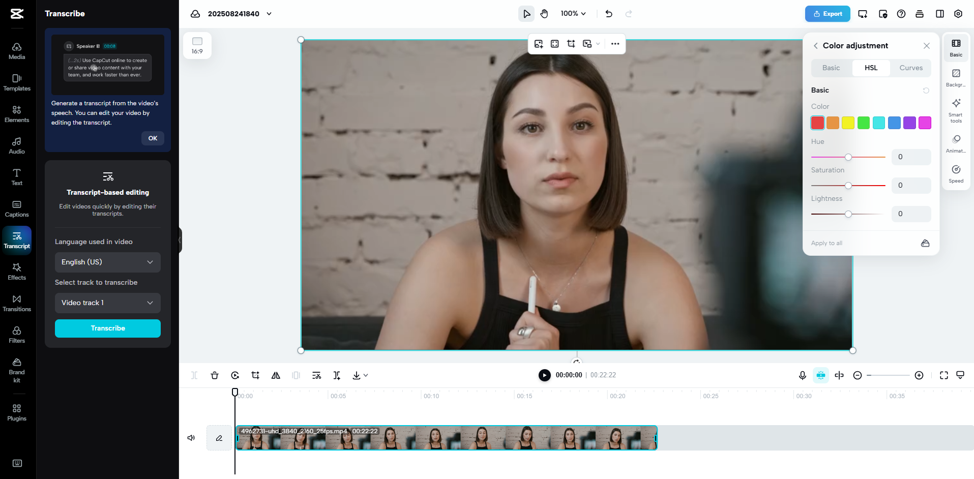 Interfaccia di CapCut Web - il miglior strumento per modificare contenuti video