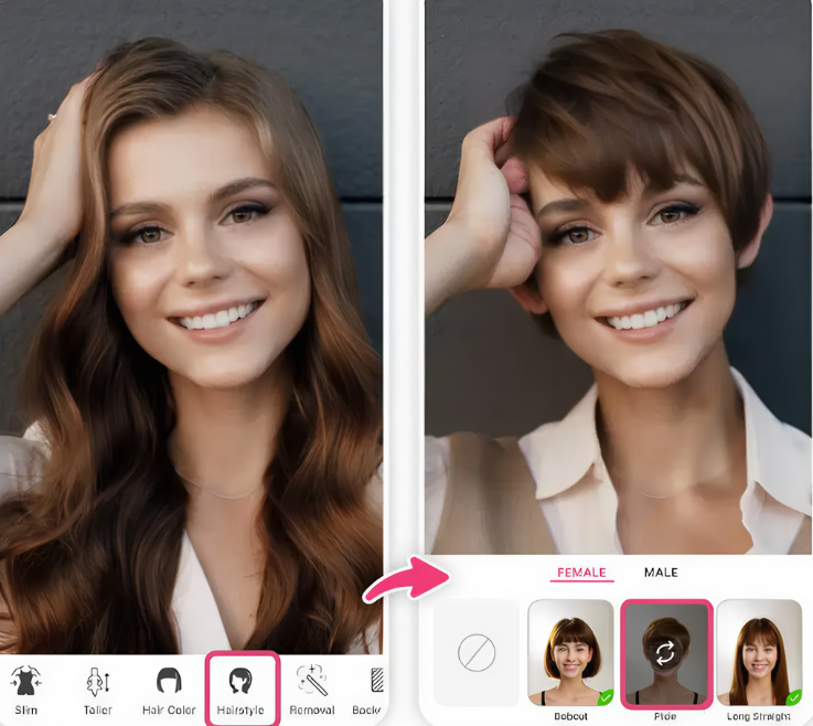 Penukar gaya rambut AI Solekan YouCam