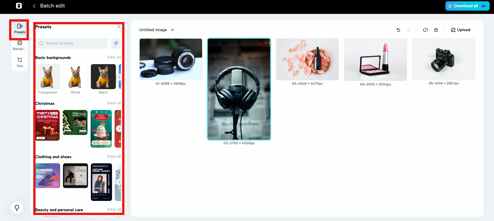 Choose from Presets