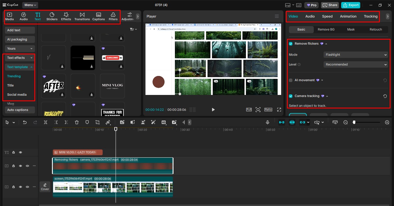 Mengoptimalkan rekaman menggunakan editor video desktop CapCaut