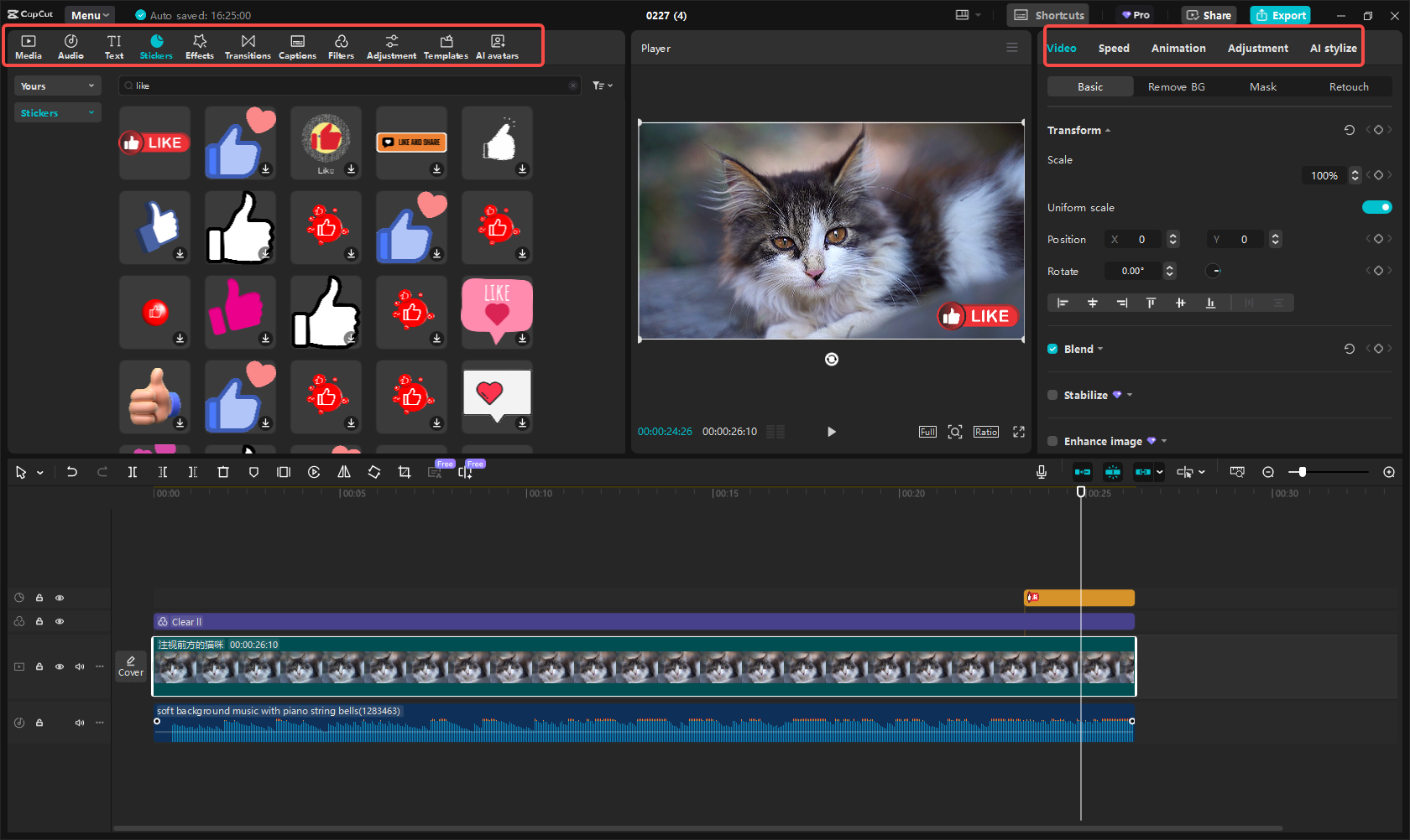 Edit & add engagement elements to the video