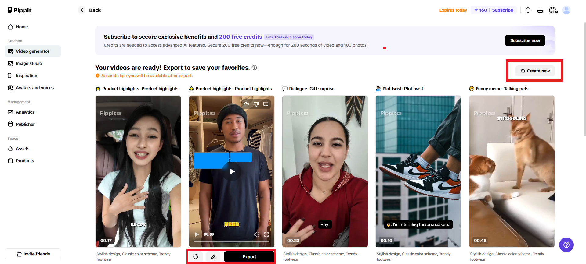 Selecciona tu video generado preferido