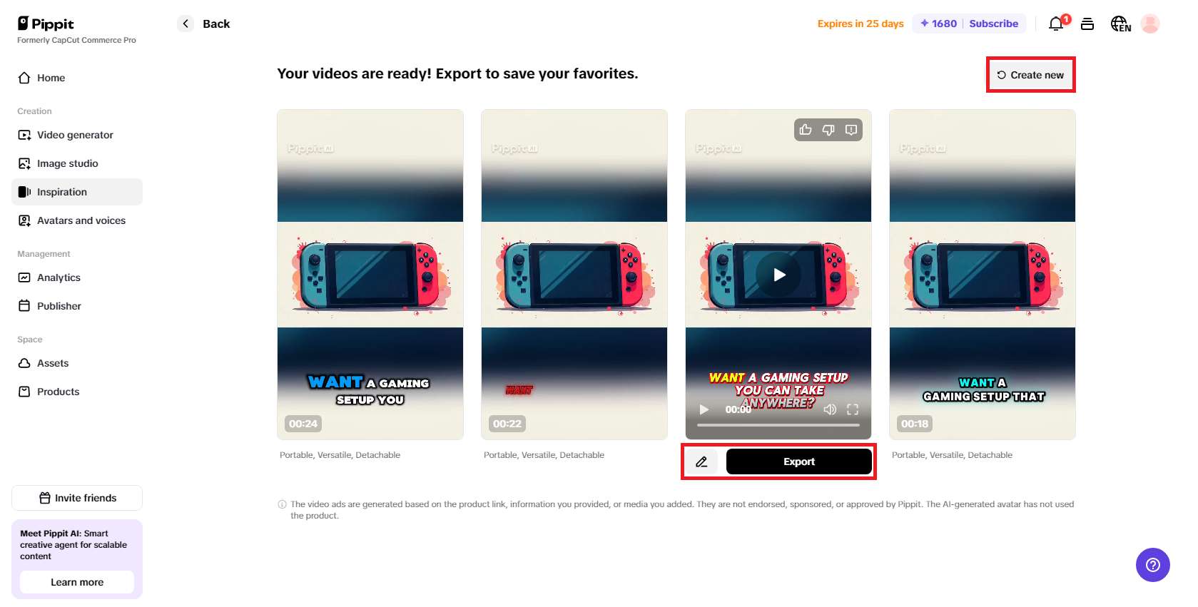 Select your desired video