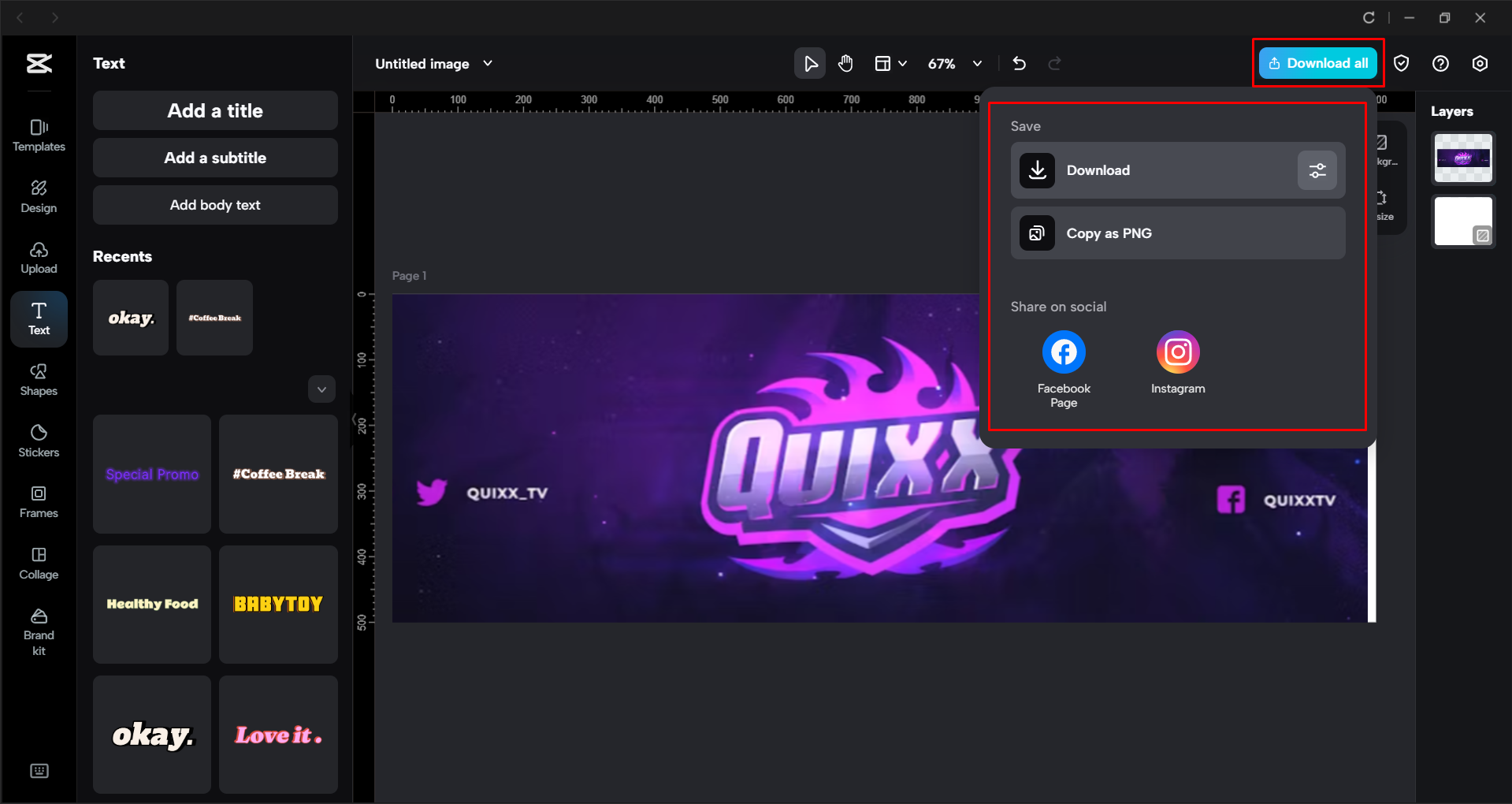 Exportando el banner desde el CapCut editor de video de escritorio