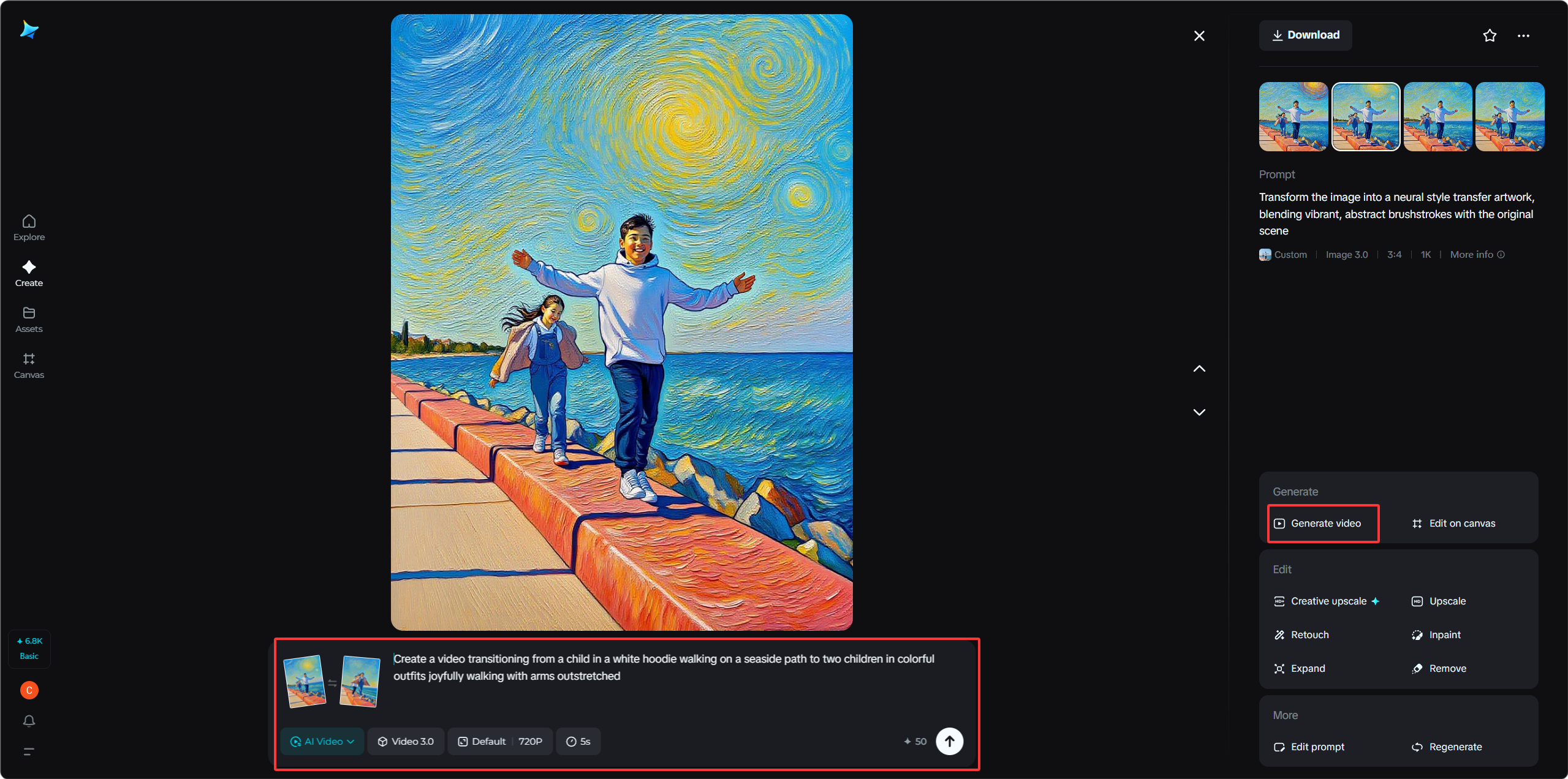 Create a video from the generated image