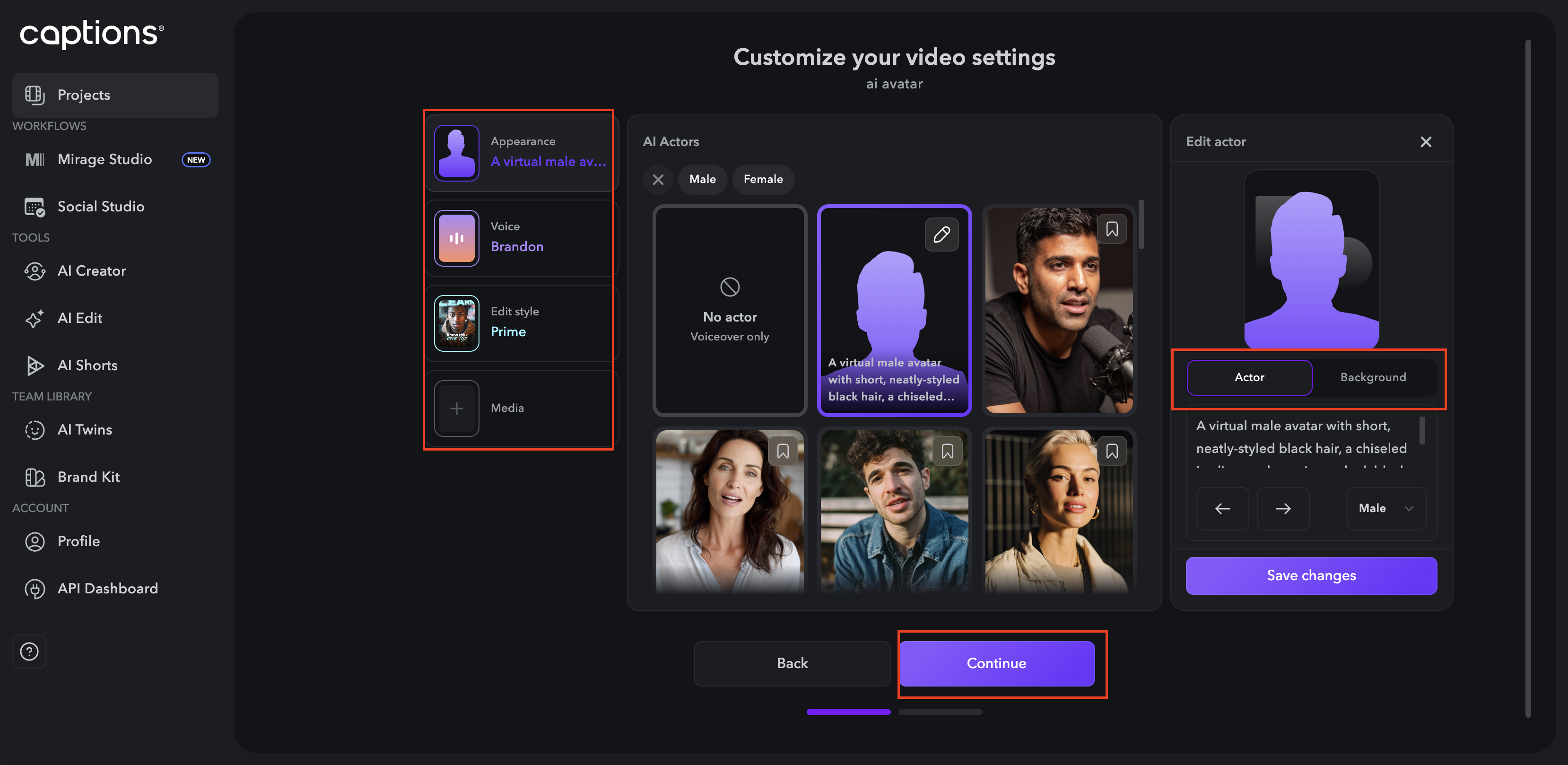 Customize avatar