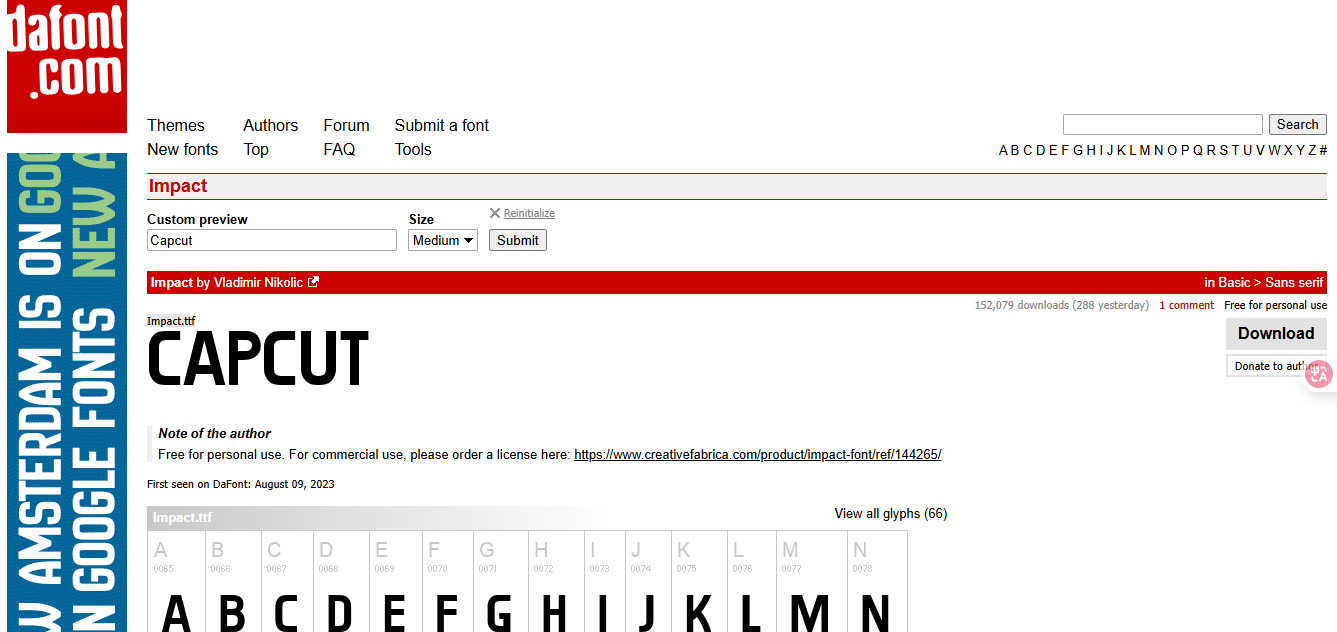 Interface DaFont