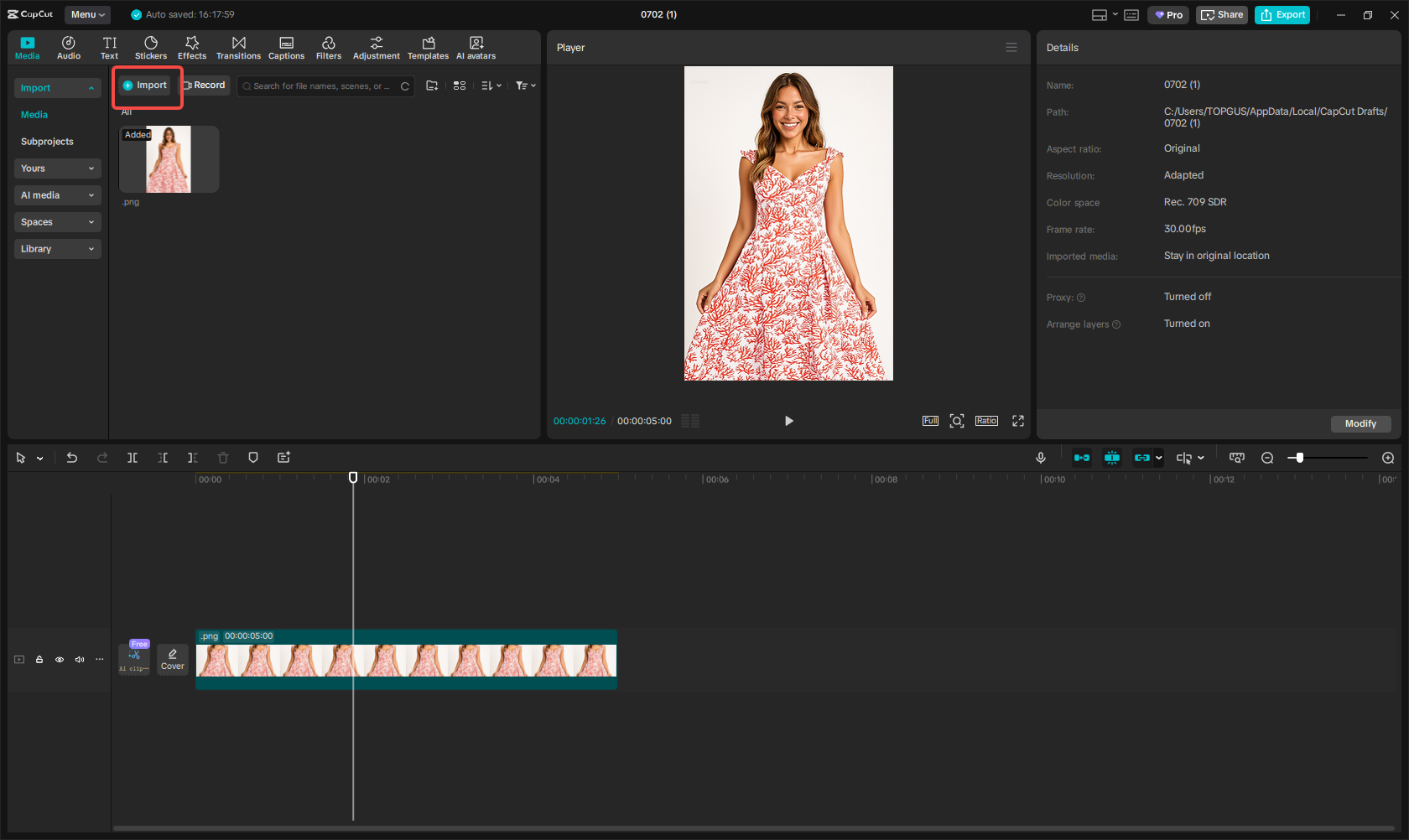 Import your photo and draw the cloth area