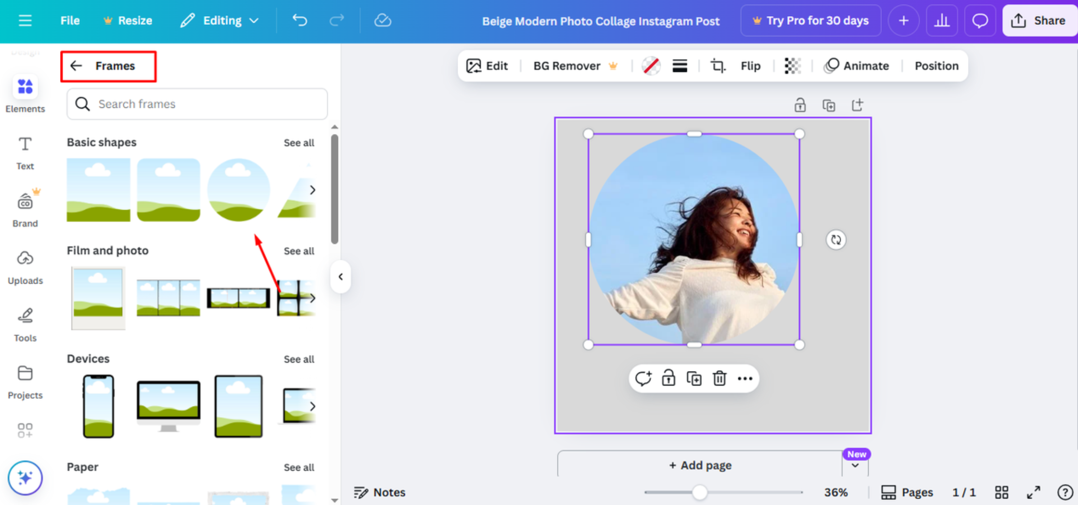 Insérez votre image circulaire