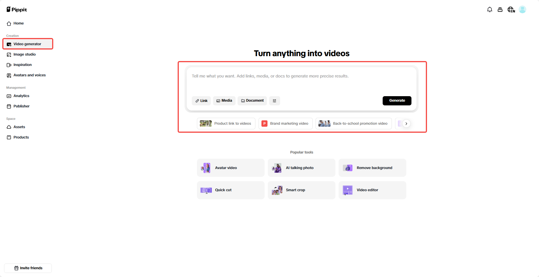 Upload product link or media