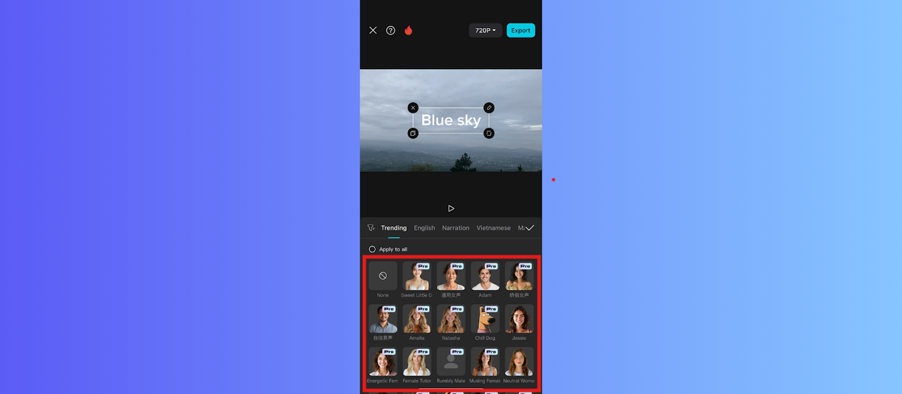 Verwandeln Sie Ihre Stimme, um wie eine Dame zu klingen, mithilfe der Stimmeneffekte der CapCut-App.