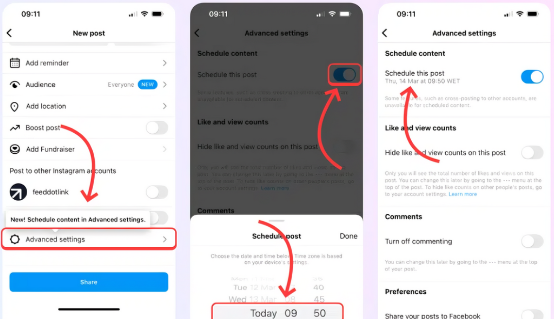 Planifier des publications Instagram