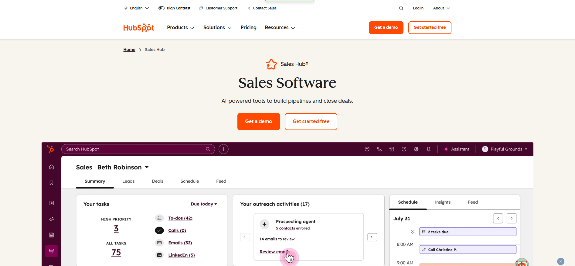 Rendimiento de ventas con HubSpot Sales Hub