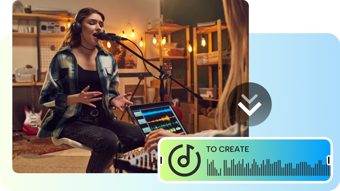 An all-in-one creative studio interface for video editing, showing various tools.
