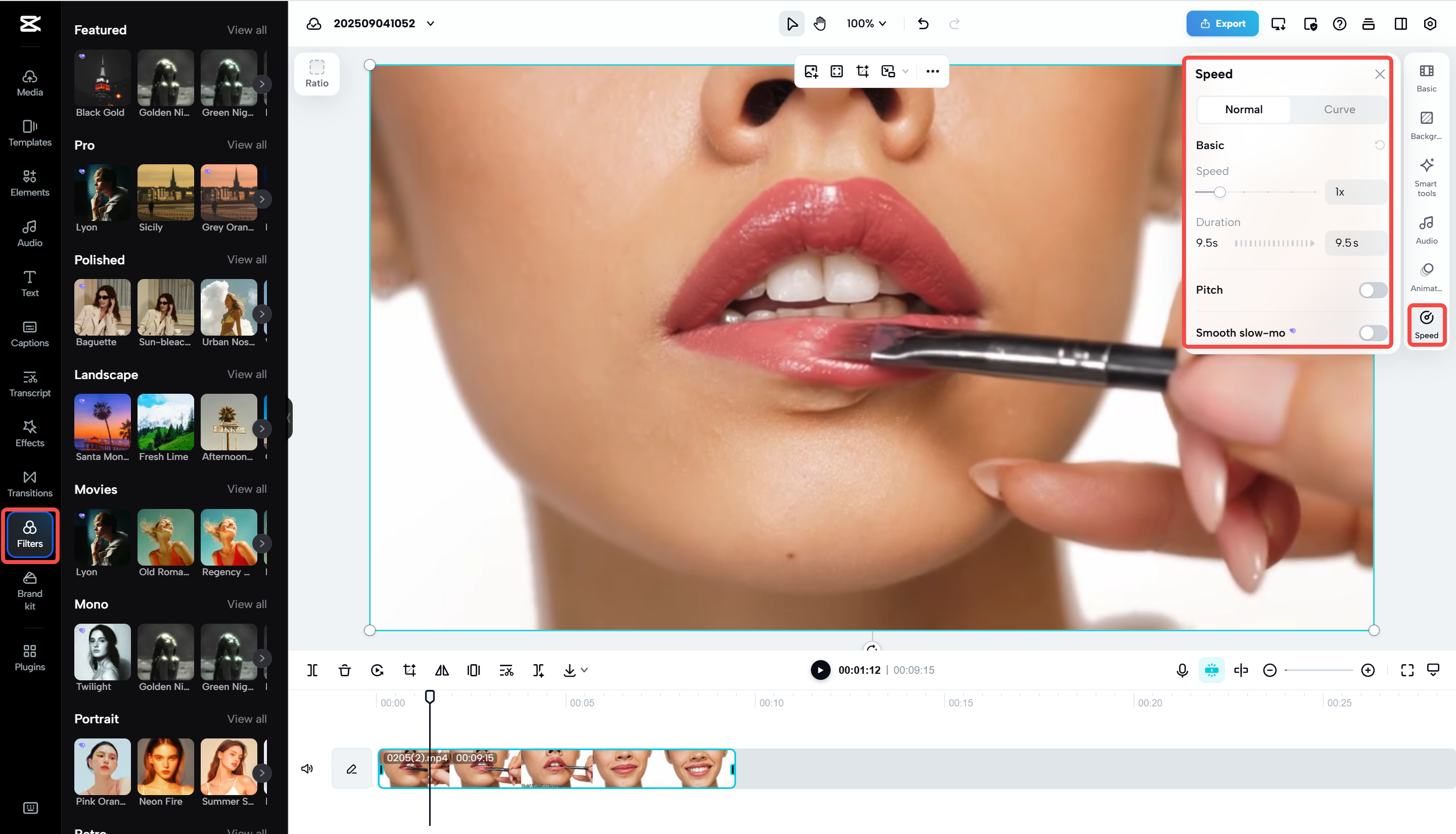 Ajustando os visuais de um vídeo de e-commerce no CapCut Web